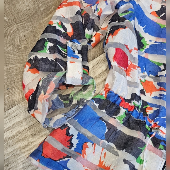 Ruby Rd Women's Sheer Panel Floral Blouse with 2 - Way Sleeve Size 10 - Picture 5 of 9